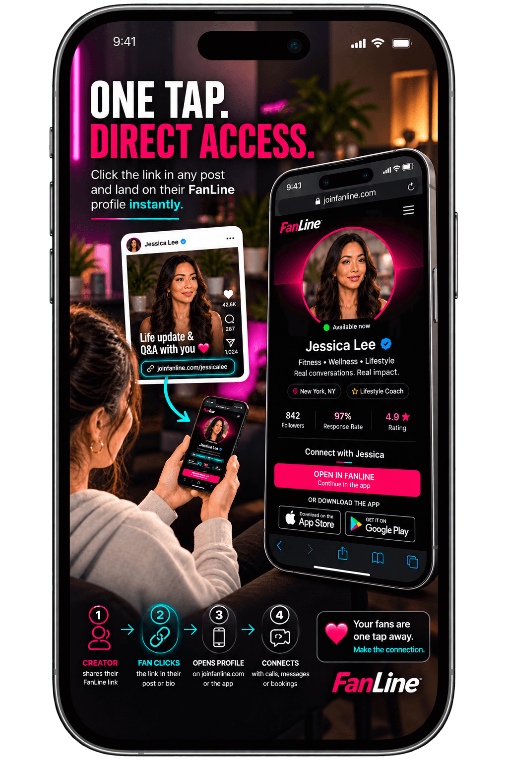 FanLine public creator profile preview screen